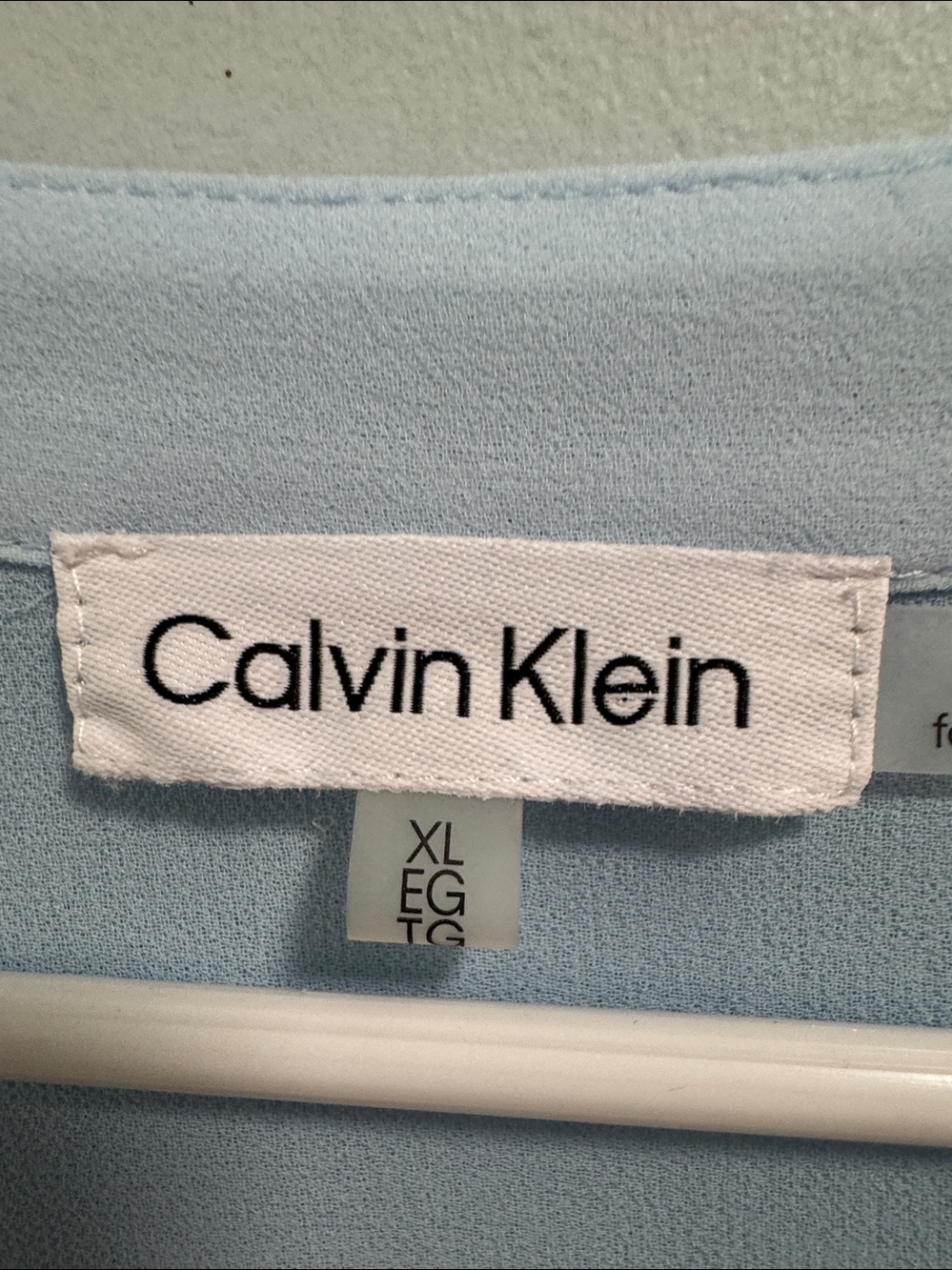 Calvin Klein Pale Blue V-Neck Long Sleeve Blouse - Picture 6 of 8